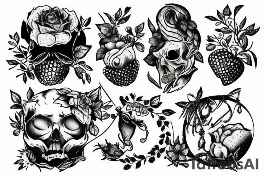 diabolic woman, rasberries and nature tattoo idea