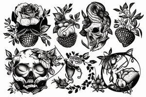 diabolic woman, rasberries and nature tattoo idea