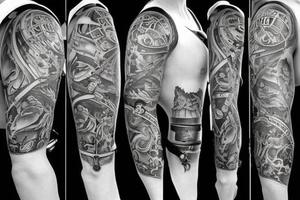 Death with broken pocket watch, sleeve tattoo tattoo idea