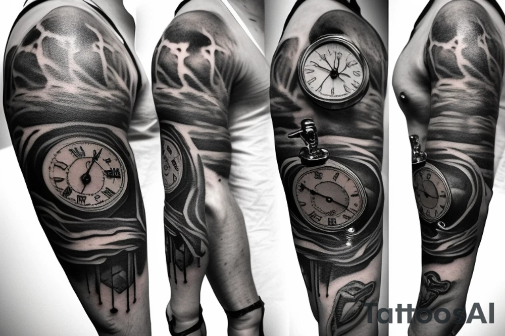 Death with broken pocket watch, sleeve tattoo tattoo idea Death with broken pocket watch, sleeve tattoo tattoo idea