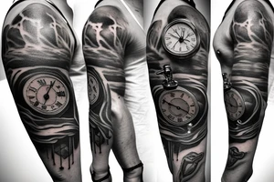 Death with broken pocket watch, sleeve tattoo tattoo idea