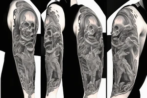 Grim Reaper golding out broken pocket watch, sleeve tattoo tattoo idea