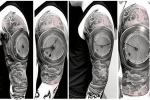 Grim Reaper golding out broken pocket watch, sleeve tattoo tattoo idea