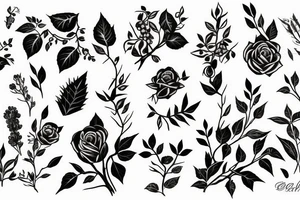 thorns, woman, rasberries and nature tattoo idea