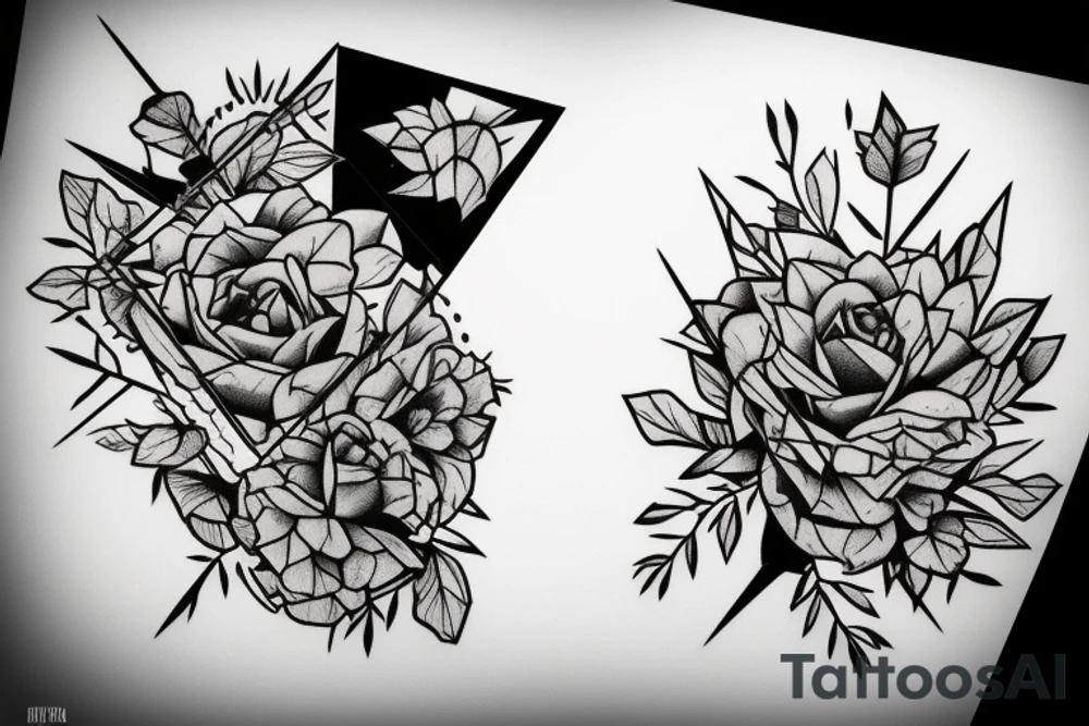 mountain, thorns, woman, rasberries and nature tattoo idea