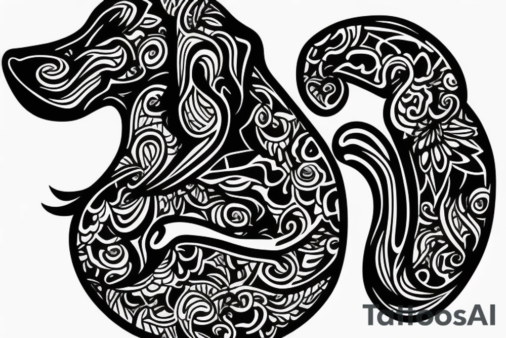 dog back coming in tattoo idea