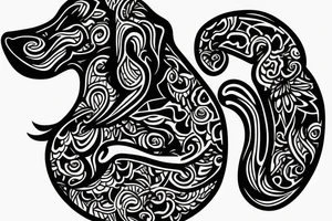 dog back coming in tattoo idea