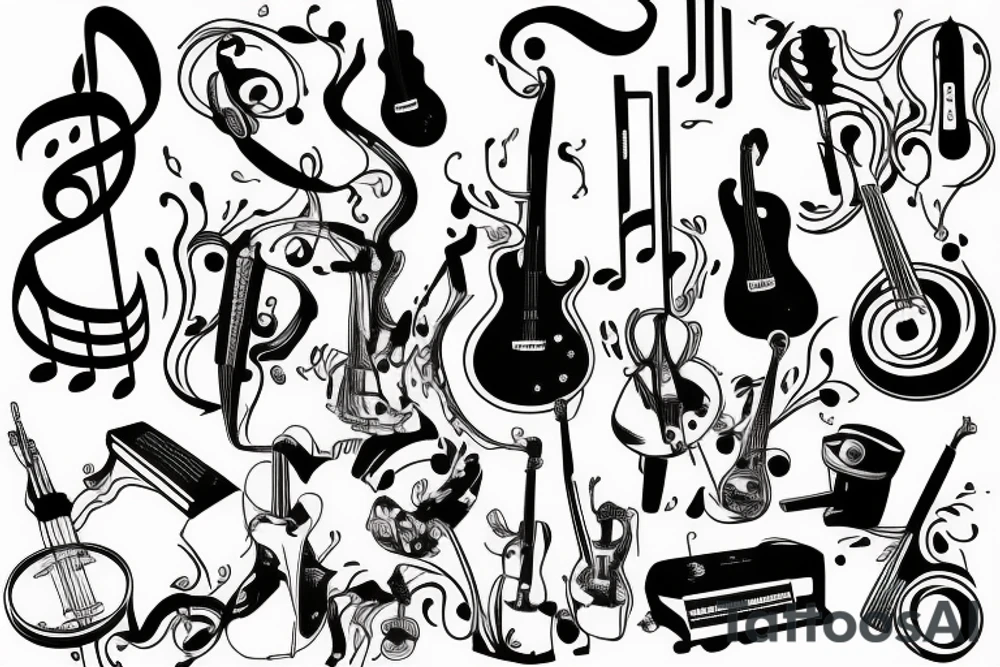 music playing tattoo idea