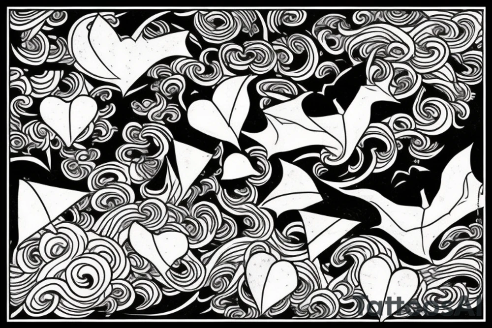 vertical composition with smooth lines, bats, gothic, heart tattoo idea vertical composition with smooth lines, bats, gothic, heart tattoo idea