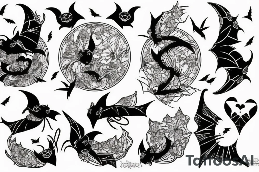 vertical composition, lines, bats, gothic, heart tattoo idea vertical composition, lines, bats, gothic, heart tattoo idea