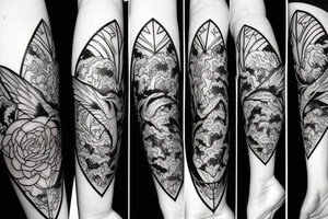 vertical composition, bats, gothic, heart tattoo idea