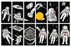 astronaut standing at the corner flag on the moon tattoo idea