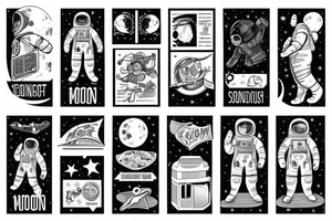astronaut standing at the corner flag on the moon tattoo idea