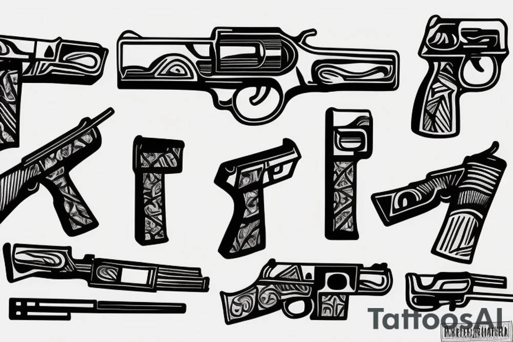 a gun with a whip tattoo idea