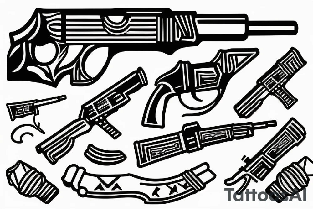 a gun with a whip tattoo idea