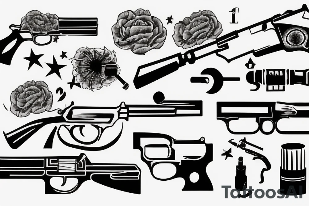 a gun with a whip tattoo idea