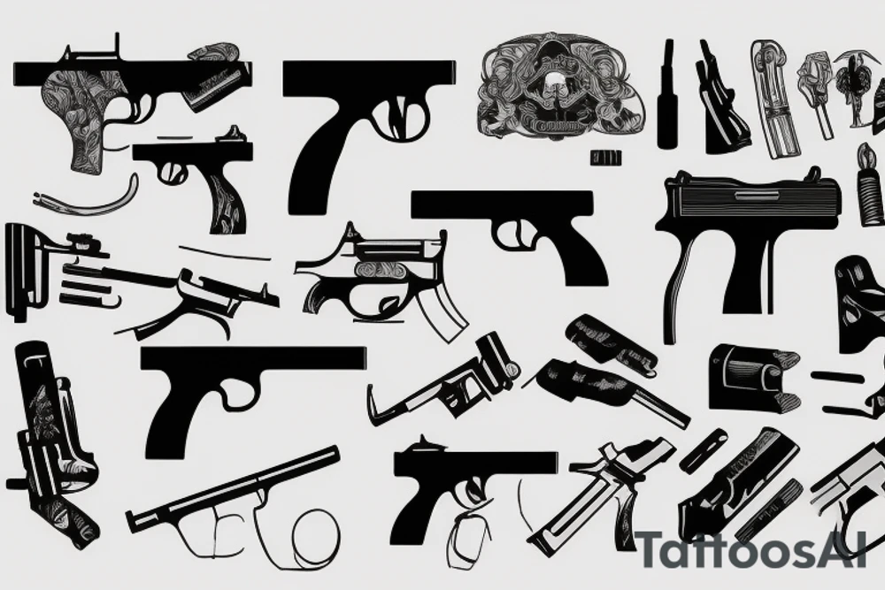 a gun with a whip tattoo idea