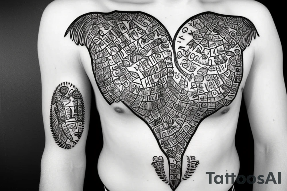 Punjab map with hawk and punjabi alphabets tattoo idea