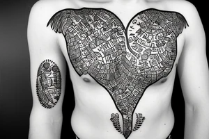 Punjab map with hawk and punjabi alphabets tattoo idea