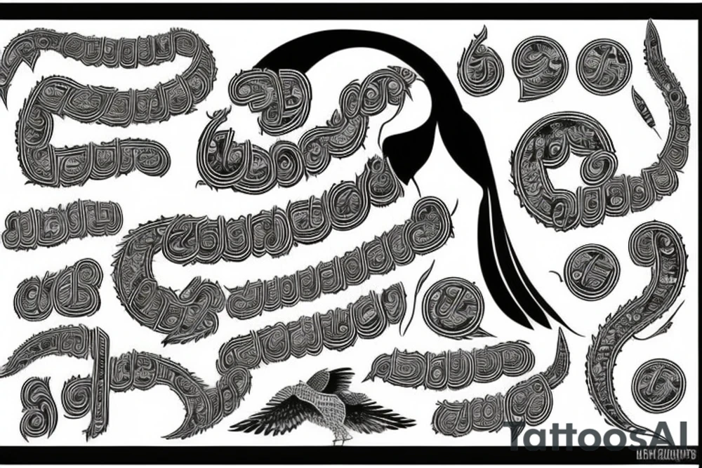 Punjab map with hawk and punjabi alphabets tattoo idea