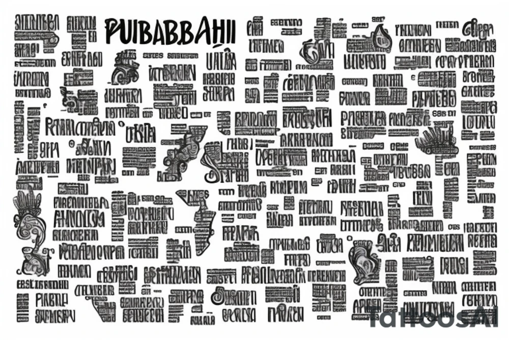 Punjab map with punjabi alphabets tattoo idea