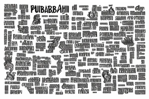 Punjab map with punjabi alphabets tattoo idea