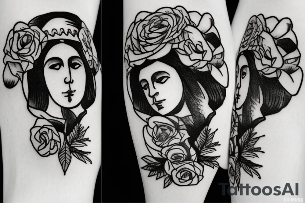 our lady of aparecida with light and roses tattoo idea