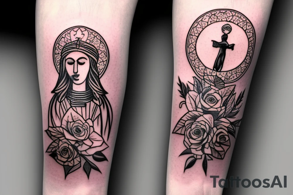 our lady of aparecida with light and roses tattoo idea