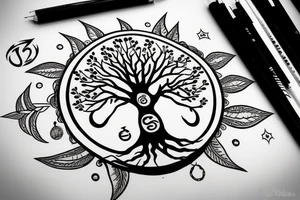 a tree with 7 chakra mark on it tattoo idea