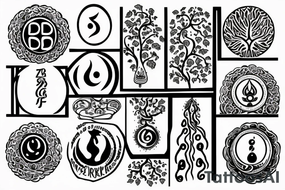 a tree with 7 chakra mark on it tattoo idea