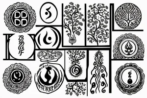 a tree with 7 chakra mark on it tattoo idea