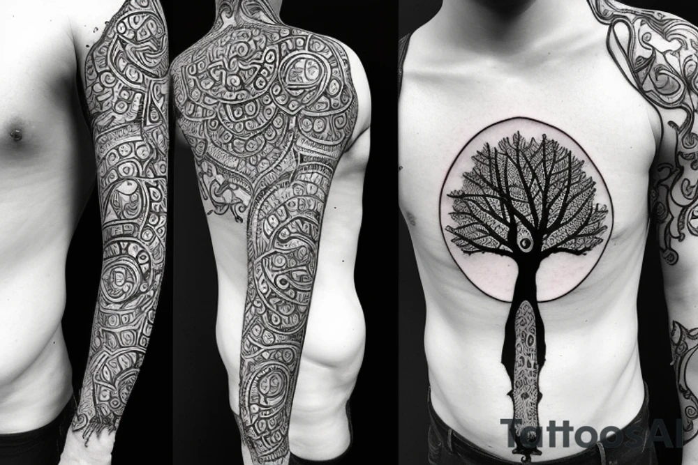 a tree with 7 chakra mark on it tattoo idea