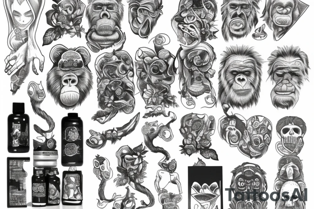 ape holding essence tattoo idea