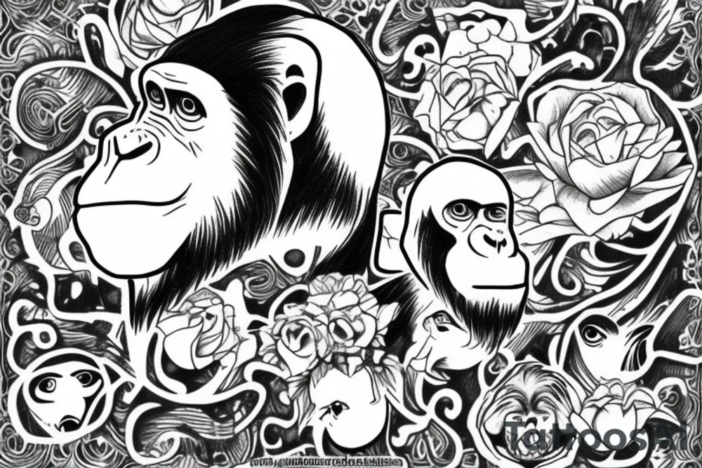 ape holding essence tattoo idea