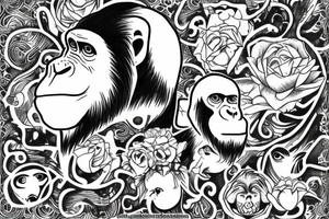 ape holding essence tattoo idea