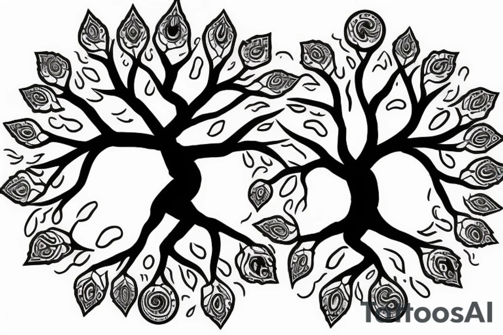 a tree with 7 chakra mark on it half dry tattoo idea