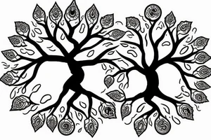 a tree with 7 chakra mark on it half dry tattoo idea