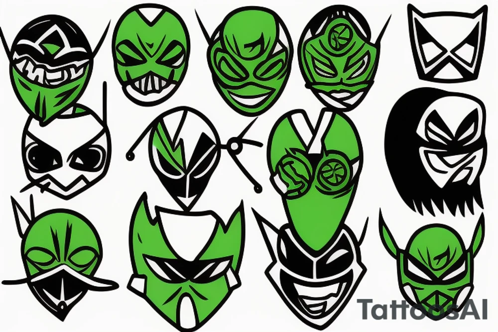 A green and black luchador mask tattoo idea