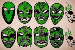 A green and black luchador mask tattoo idea