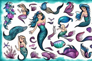 Mermaid playful pose tattoo idea