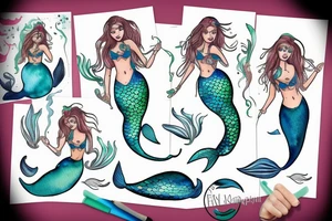 Mermaid playful pose tattoo idea