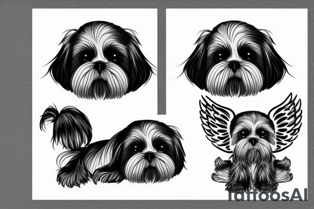 sleeping shih tzu as angel tattoo idea