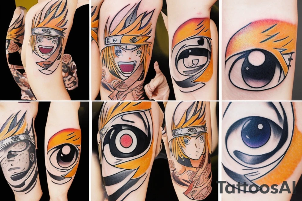 Naruto anime eye surrounded by clouds tattoo idea
