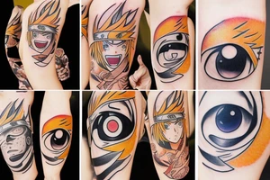 Naruto anime eye surrounded by clouds tattoo idea