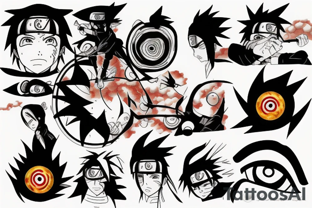 Naruto anime eye surrounded by clouds tattoo idea