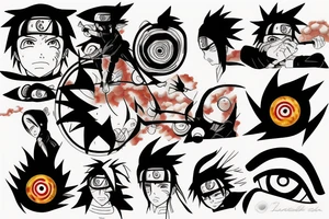 Naruto anime eye surrounded by clouds tattoo idea