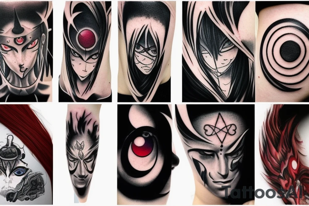 Itachi final form eye surrounded by clouds tattoo idea