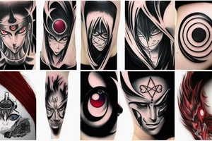 Itachi final form eye surrounded by clouds tattoo idea