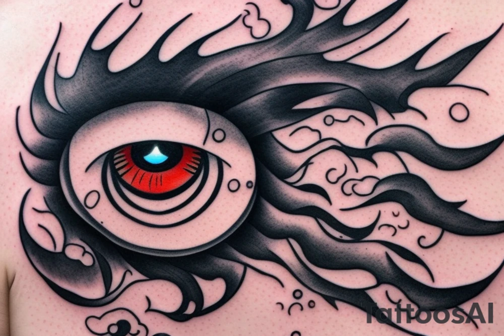 Itachi final form eye surrounded by clouds tattoo idea