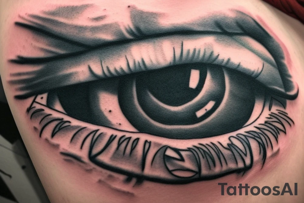 Rennigan eye surrounded by clouds tattoo idea